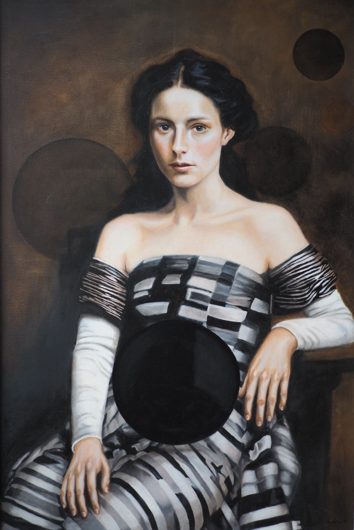 El Espejo de Obsidiana, an oil-on-fabric painting by Su Lin Casanova — Art of NOMA