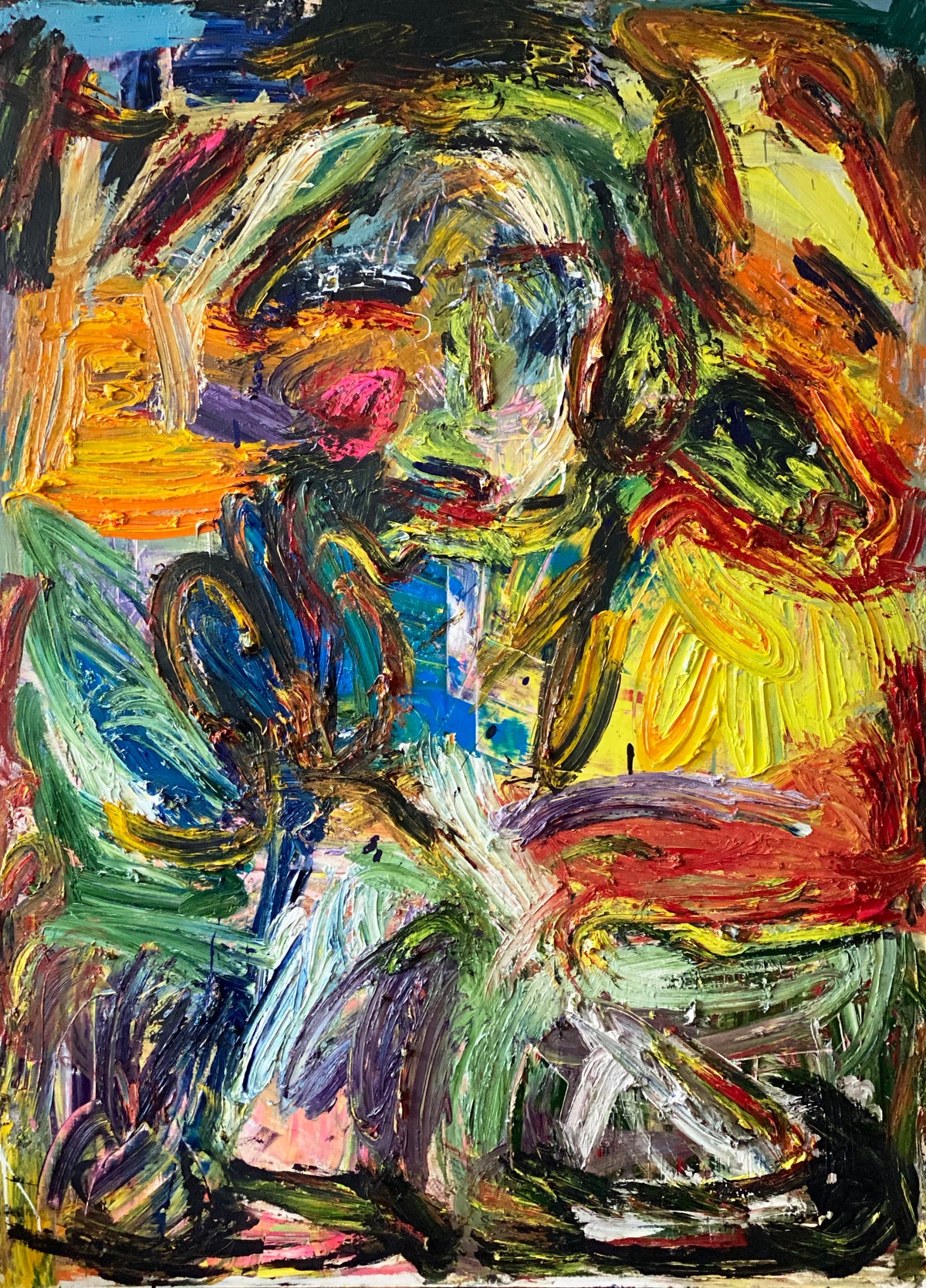 Héroes Invisibles, an original oil painting on fabric by Raúl Cerrillo, 180 × 130 cm — Art of NOMA