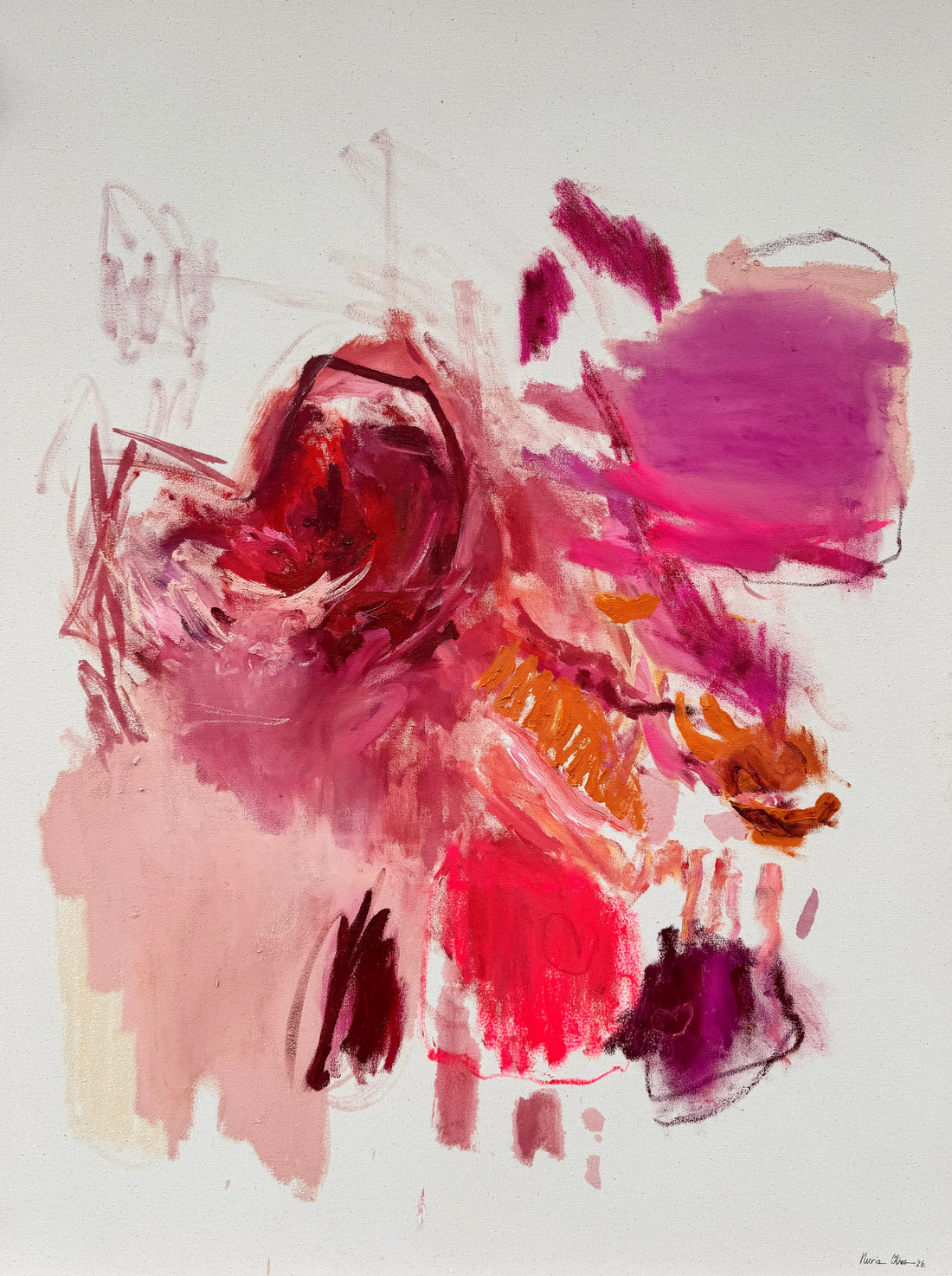 Piezas de energía, an original oil and pastel painting on raw cotton canvas by Nuria Oliva — Art of NOMA