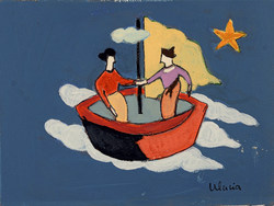 Barca para Dos by Paloma Ulacia acrylic artwork on paper