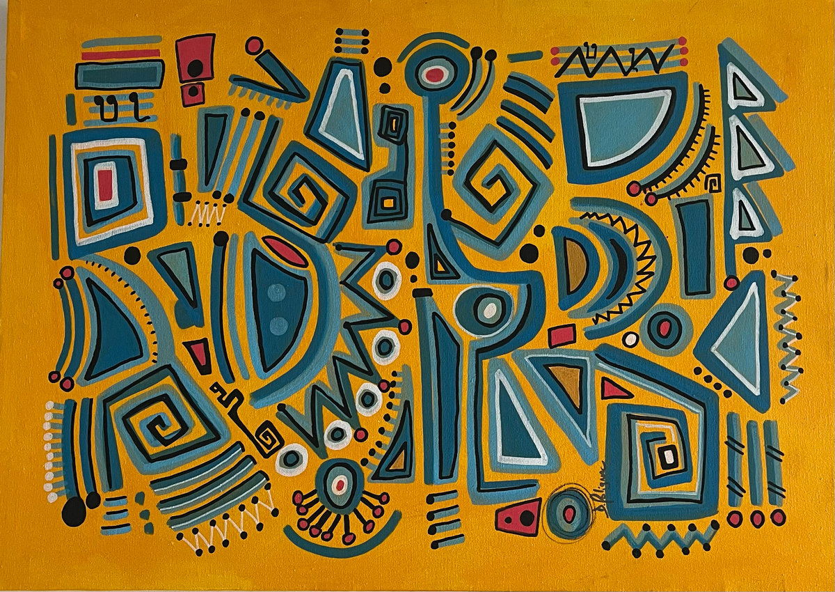 Blue Tribe print by Daniel de Polignac giclée artwork on Hahnemühle paper