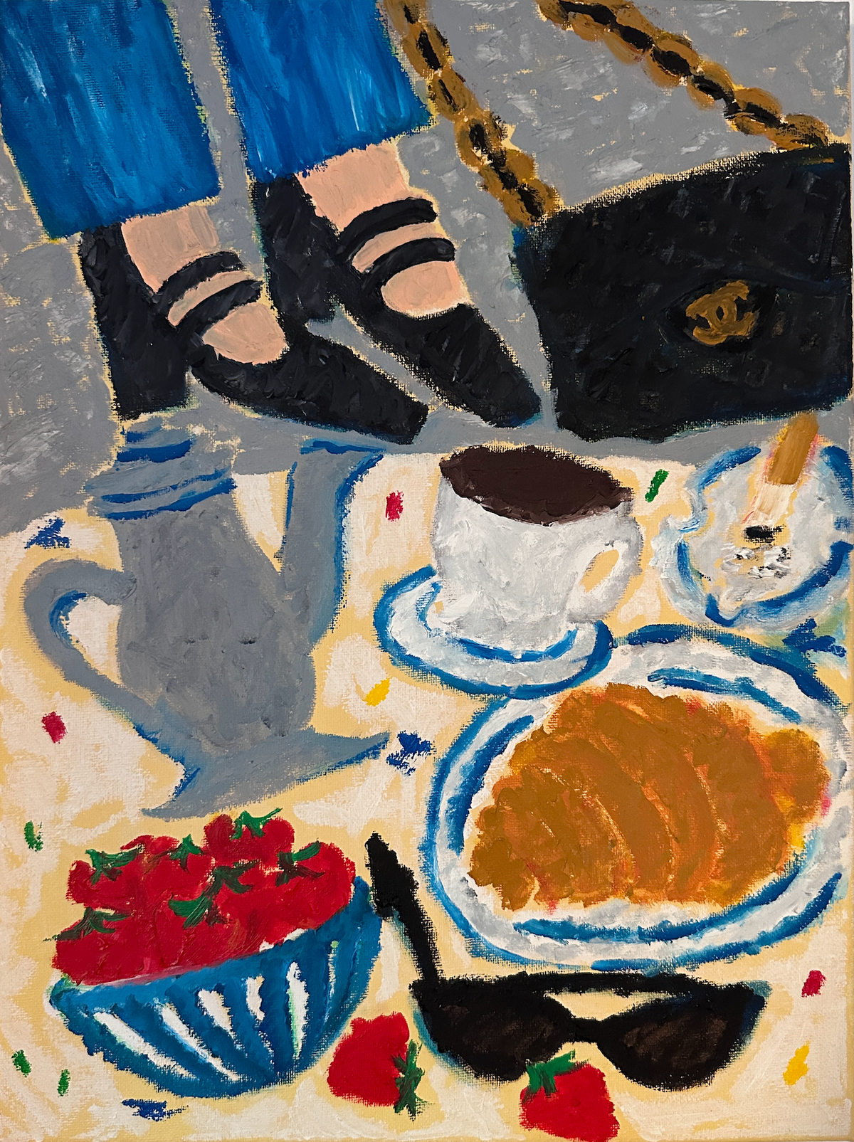 Breakfast in Paris by Natasha Joseph Oil Stick Painting