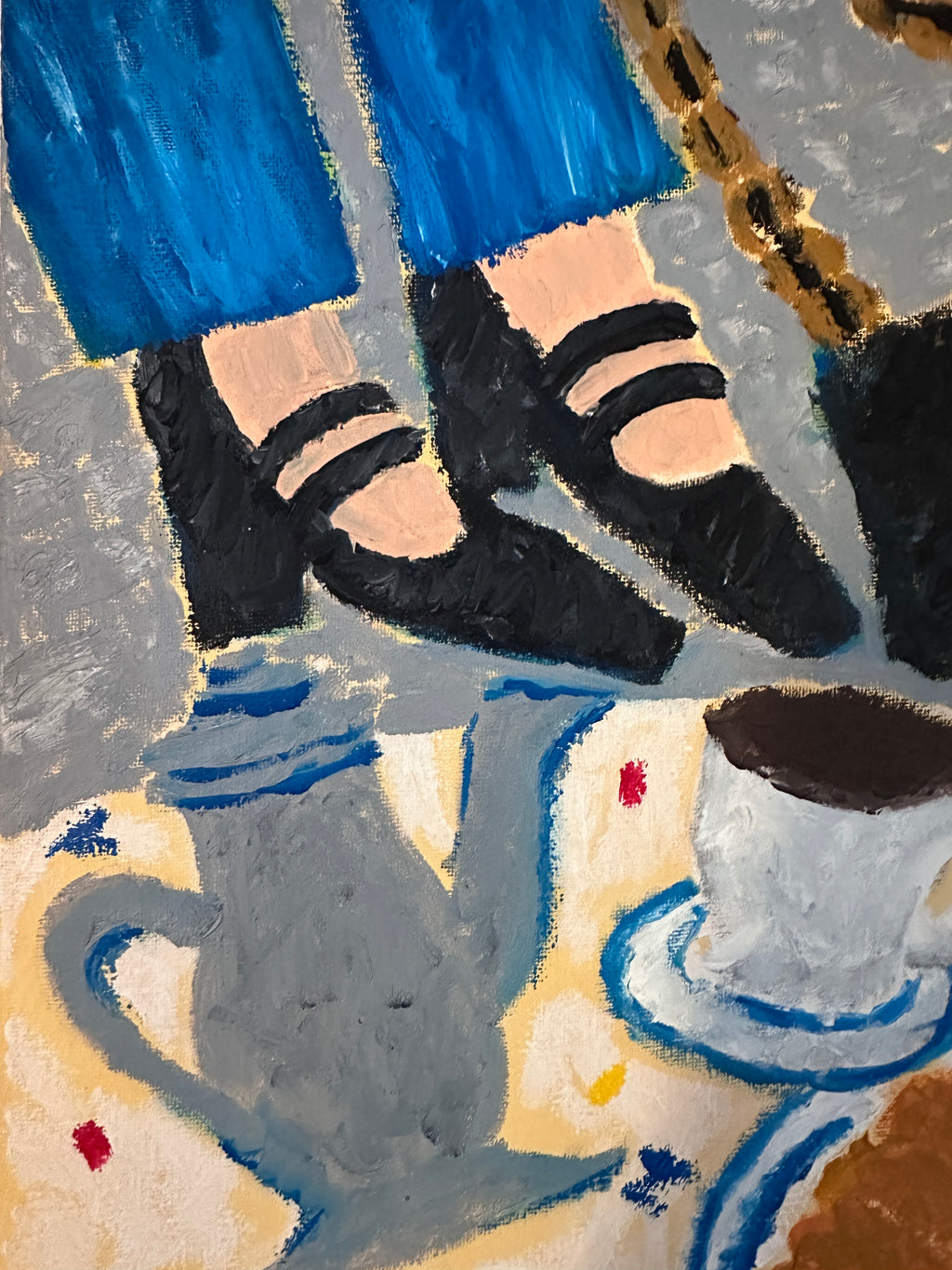 Breakfast in Paris Artwork by Natasha Joseph oil stick painting on canvas
