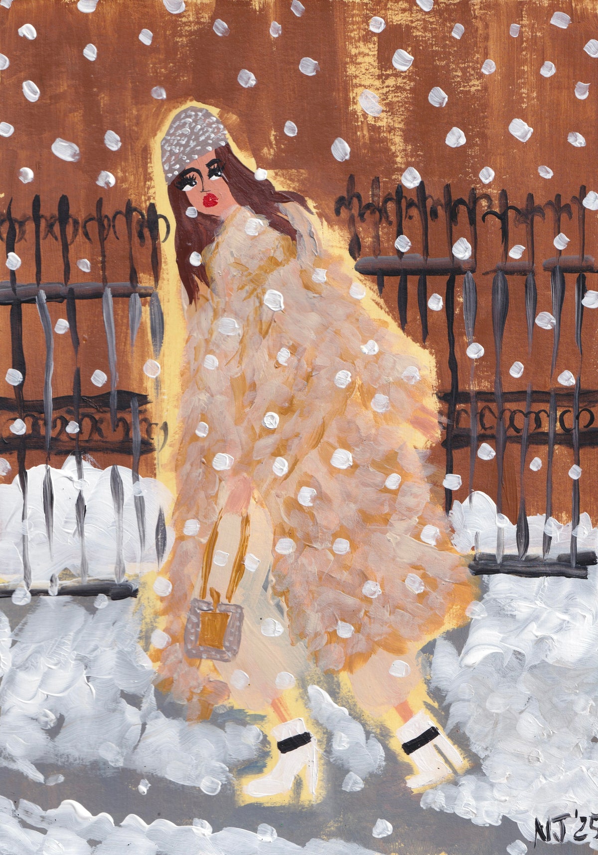 Carrie Bradshaw New Year’s Eve, painting by Natasha Joseph — Art of NOMA