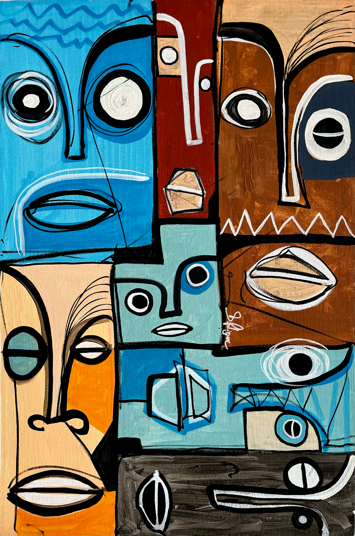 Different Place, Same People (1) by Daniel de Polignac acrylic painting on canvas