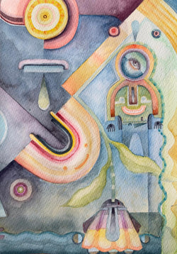 Float Away by Jorge Tellaeche watercolor artwork on paper