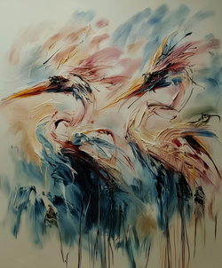 Hérons by Pénélope Barbier oil painting on canvas