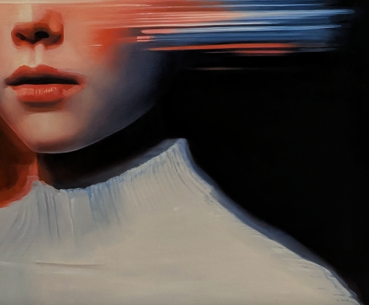 Nuclear Seed by JoCa, close-up detail of the oil paint surface