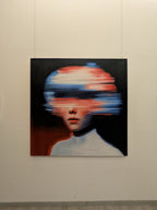 Nuclear Seed by JoCa installed in the exhibition with the other Seed paintings