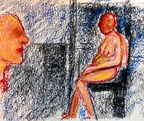 People (Sketch) by Tori Pounds pastel artwork on paper