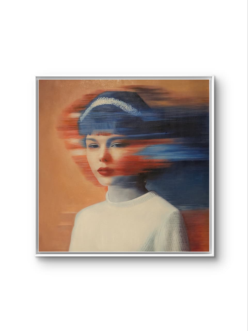 Processed Seed by JoCa shown framed, oil on canvas
