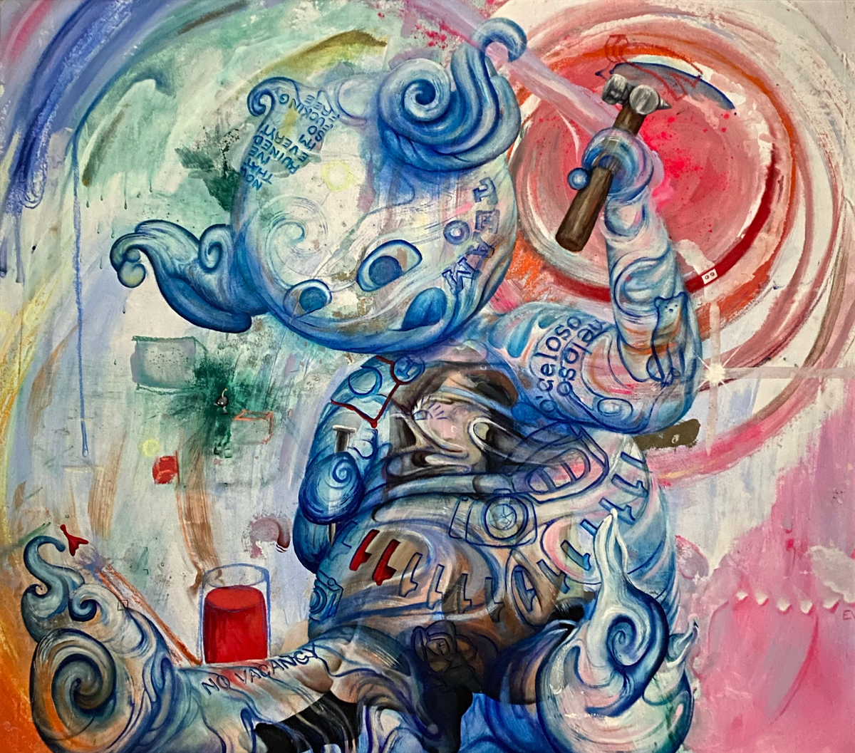 Tattooed Heart original oil painting by Alexandra Connolly on canvas