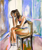 Self Portrait Mexico by Tori Pounds mixed media painting on canvas