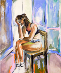 Self Portrait Mexico by Tori Pounds mixed media painting on canvas