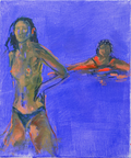 Swimmers by Tori Pounds oil and oil stick painting on canvas