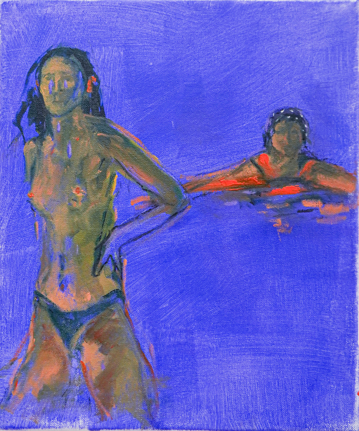Swimmers by Tori Pounds oil and oil stick painting on canvas