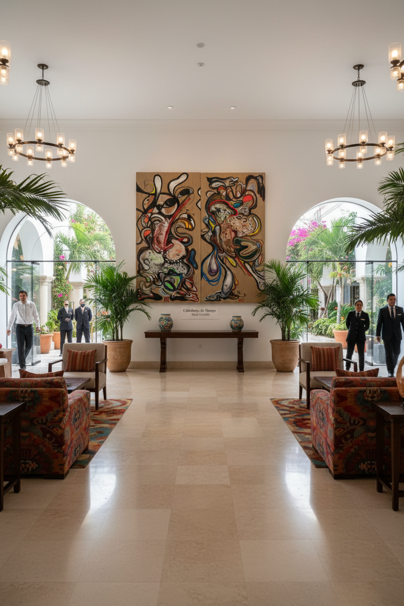 Caballero del Tiempo in Mexican Hotel Lobby