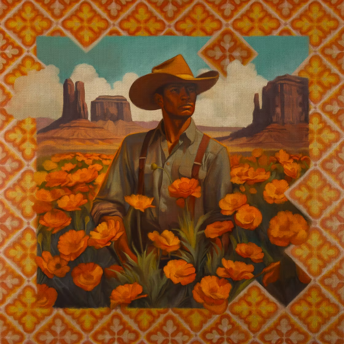 Poppa's Poppies by Jade Tantillo mixed media painting on canvas