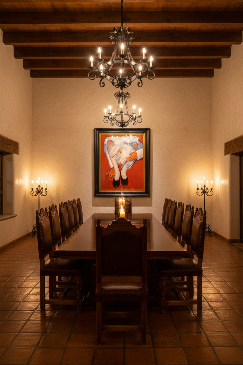 Expiación by Citlali Haro in Mexican hacienda dining room