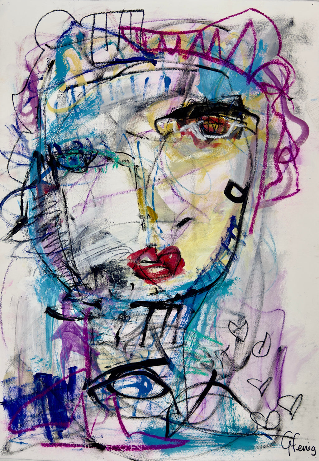 Ojo Interior by Giselle Fenig mixed media artwork on paper